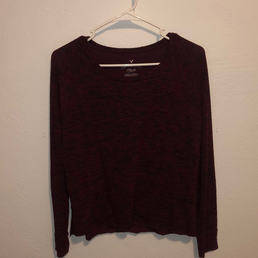 Maroon Long Sleeve Plush Soft and Sexy Shirt